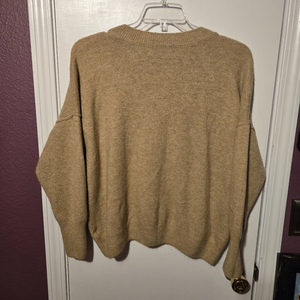 Vince Camuto Latte Heather Sweater Heart Women’s Large Brown Pullover - Picture 2 of 6